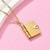 304 Stainless Steel Book Pendant Necklaces for Women NJEW-U037-01A-G-3