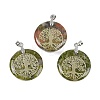 Natural Unakite Flat Round Pendants G-Q188-01P-10-1