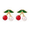 Cherry Brass ABS Plastic Pearl Stud Earrings EJEW-U062-04B-01G-4