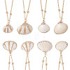 4Pcs 4 Styles Electroplate Natural Shell Pendant Necklaces NJEW-JN05180-01-2