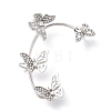Butterfly Crystal Rhinestone Cuff Earrings for Girl Women Gift EJEW-F275-01B-P-1