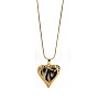 304 Stainless Steel & Synthetic Shell Heart Pendant Necklaces for Women WG39B48-02-2