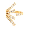 Brass Micro Pave Clear Cubic Zirconia Open Cuff Rings RJEW-U009-08G-02-2