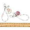 Round Shell Pearl & Natural Rose Quartz Chips Beads Pendant Decorations HJEW-TA00458-3