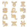 12Pcs 12 Styles Twelve Constellations Brass Micro Pave Clear Cubic Zirconia Pendants KK-TA0008-96G-2