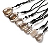 Natural Smoky Quartz Nuggets Pendant Necklace with Polyester Cord for Women G-H285-05A-1