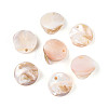Natural Freshwater Shell Flat Round Charms BSHE-T014-37A-1