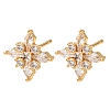 Brass Micro Pave Clear Cubic Zirconia Stud Earrings for Women EJEW-F418-18G-2