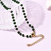 304 Stainless Steel with Glass Faceted Rondelle Bead Handmade Link Chain Birth Stone Necklaces for Women NJEW-G195-01G-09-2