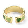 Heart Pattern Alloy Enamel Cuff Rings RJEW-Z008-16LG-E-2