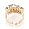 Brass Micro Pave Clear Cubic Zirconia Open Cuff Rings KK-T079-62G-3