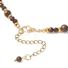 Tree of Life 304 Stainless Steel Pendant Natural Tiger Eye Round Beaded Necklaces NJEW-JN05712-5