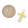 Beaded Cross Charms PALLOY-GD00002-04-2