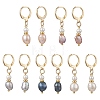 Oval Brass Natural Freshwater Pearl Leverback Earrings EJEW-JE06815-1