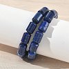 Column Dyed Natural Lapis Lazuli Beads Stretch Bracelets for Women Men BJEW-A148-01A-15-1