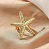 Starfish Brass Cuff Rings for Women RJEW-C123-02G-3