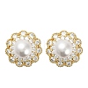 Flower Brass Micro Pave Clear Cubic Zirconia Stud Earring Findings KK-D102-07G-4