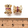 Brass Micro Pave Magenta Cubic Zirconia Beads KK-M318-32G-3