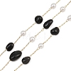 Natural Obsidian Nuggets & 316 Stainless Steel Handmade Link Chains CHS-K021-14G-02-1