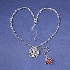 Halloween Zinc Alloy & Iron Ruby Rhinestone Pendant Necklaces FS-WG5FEAB-02-2