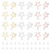 Unicraftale 36Pcs 3 Color 201 Stainless Steel Star Stud Earring Findings STAS-UN0054-88-1