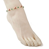 Brass Enamel with Green Glass Red Cherry Link Anklets for Women AJEW-AN00772-5