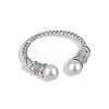 Anti-Tarnish Round Shell Pearl Cuff Ring RJEW-Q813-05P-1