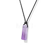 Natural Amethyst Cuboid Pendant Necklaces FS-WG7338A-03-2