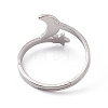201 Stainless Steel Moon & Star Adjustable Ring for Women RJEW-K238-08P-2
