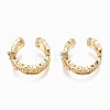 Brass Micro Pave Clear Cubic Zirconia Cuff Earrings KK-S356-153G-NF-3