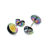 Flat Round 304 Stainless Steel Stud Earring Settings STAS-I323-8mm-RC-2