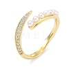 Brass Micro Pave Cubic Zirconia Cuff Open Rings RJEW-C158-01G-4