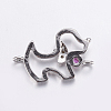 Brass Micro Pave Cubic Zirconia Puppy Links connectors LS-ZIRC-G125-02A-P-2