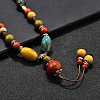 Ethnic Style Alloy & Porcelain Ceramic Beads Round Pendant Tassel Y Necklaces NJEW-D308-01A-5