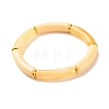 Two Tone Acrylic Curved Tube Beaded Stretch Bracelet BJEW-JB07971-02-1