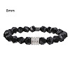 Polygon Natural Black Agate Beaded Stretch Bracelets WG9FB4D-01-1