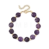 Natural Amethyst & Brass Spacer Beads Beaded Bracelets for Women BJEW-JB14112-02-3