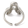 Initials Brass Open Cuff Ring for Women RJEW-N046-02A-P-3