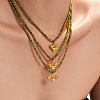 316L Surgical Stainless Steel Enamel Bee Pendant Green Cubic Zirconia Faceted Beaded Necklaces for Women WG7DD53-01-3
