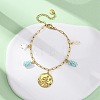 304 Stainless Steel Cable Chain Charm Bracelets BJEW-L708-02G-2