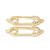 Eco-Friendly Rack Plating Brass Micro Pave Clear Cubic Zirconia Connector Charms KK-F845-04G-2