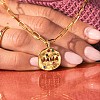Mother's Day 304 Stainless Steel Pave Cubic Zirconia Irregular Disc with Hollow Word MAMA Pendant Necklaces for Women WGBC73E-01-3