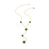 304 Stainless Steel Glass Rhombus Long Y Tassel Necklaces for Women WGE6B13-02-2