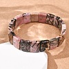 Natural Rhodonite Faceted Beaded Stretch Bracelets for Women BJEW-K251-08I-3