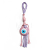 Flat Round with Evil Eye Resin Pendant Decorations EVIL-PW0002-12D-06-1