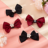   2 Pairs 2 Colors Cloth Bowknot Bridal Shoe Decoration with Plastic Imitation Pearl AJEW-PH0018-04-5