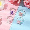 Flower Cellulose Acetate(Resin) & Shell Pearl Finger Rings RJEW-TA00181-02-1