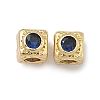 Cube Brass Micro Pave Cubic Zirconia Beads KK-B170-03G-2