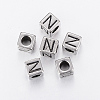 304 Stainless Steel Large Hole Letter European Beads X-STAS-H428-01AS-N-1