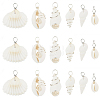 90Pcs 6 Styles Natural Mixed Shell Pendants PALLOY-BM00007-7